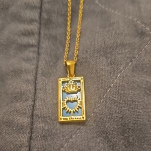 Gold and Blue Empress Pendant Necklace